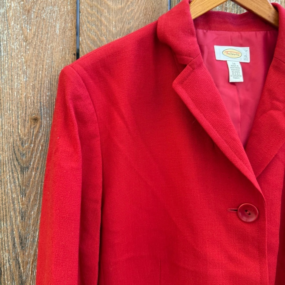 TALBOTS Women's Red Lined Wool Blazer Jacket Coat Buttons Size 14 - Picture 4 of 15